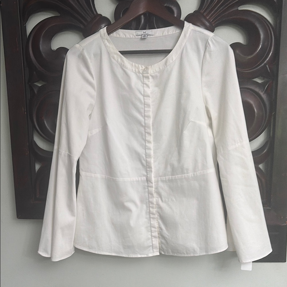 HALSTON Bell Sleeve White Top